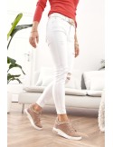 Denim pants with holes, white 2596 - Online store - Boutique